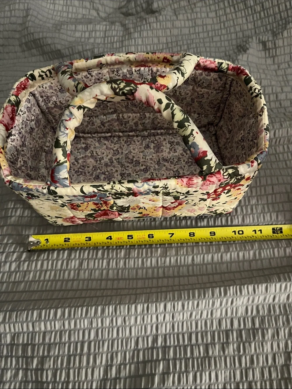 Floral Fabric Storage Basket Organizer Caddy w/ Handles Nursery Craft Bin NWOT